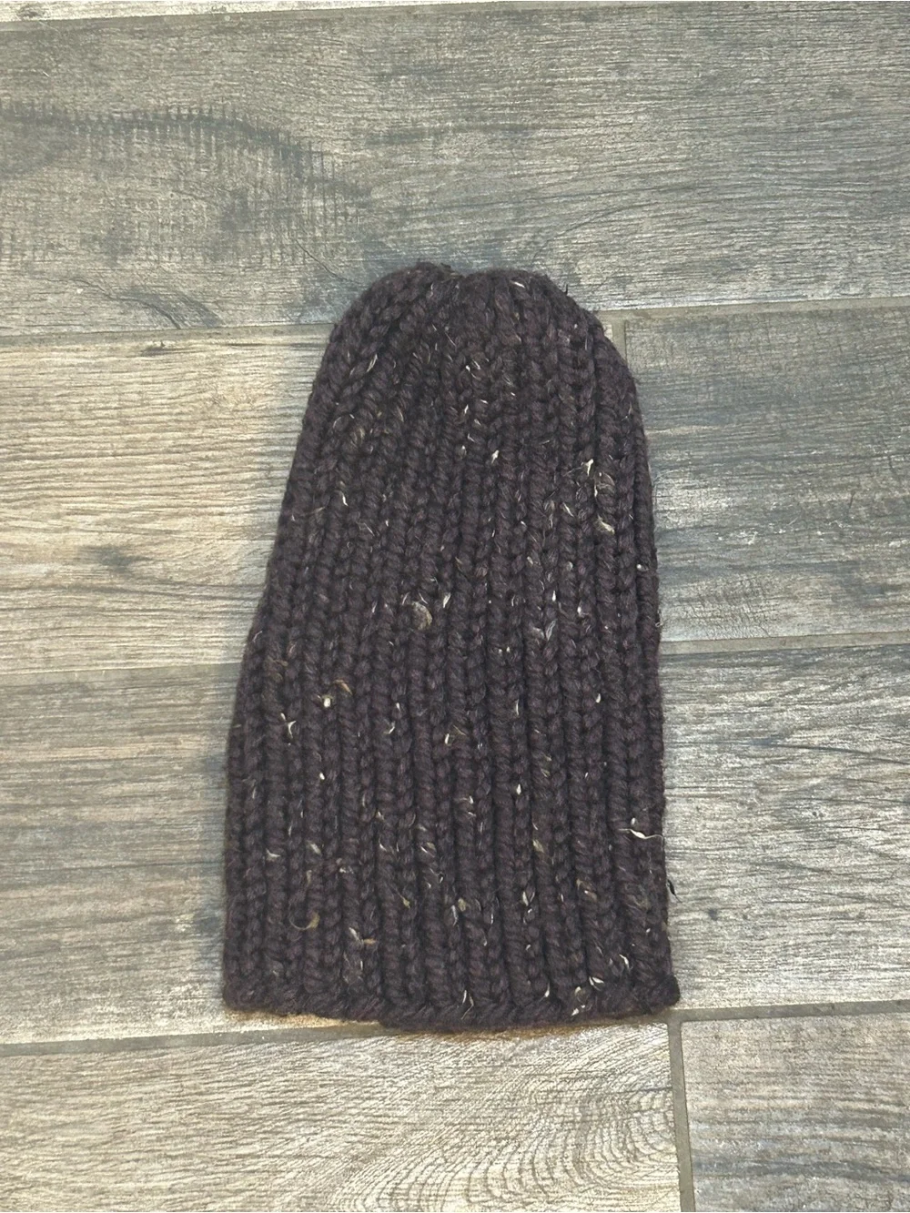 Handmade Unisex Cozy Raisin Knit Wool Blend Chunky Cuff Beanie 11” NEW